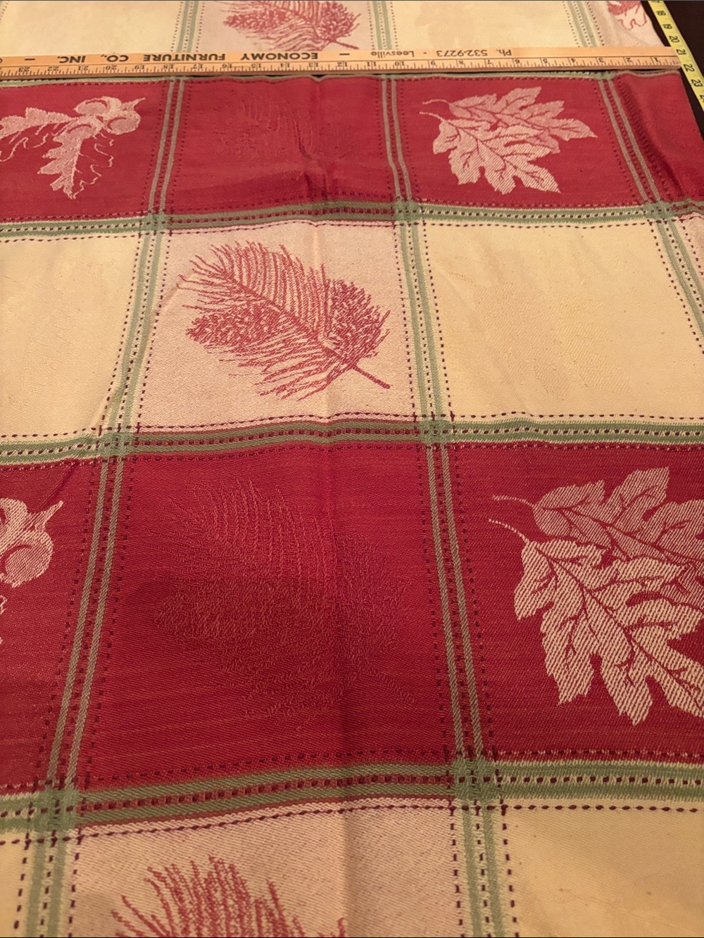 Autumn Leaves Burgundy Red and Golden Yellow oblong tablecloth & 8 napkins
